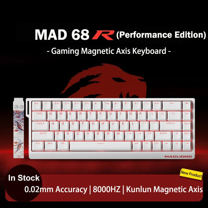 MADLIONS MAD 60/68HE Gaming-Tastatur mit magnetischem Schalter, kabelgebunden, Key Web Drive, benutzerdefiniertes 8K 61/68 Return RT, einstellbarer Tastenanschlag, Hot Swap
