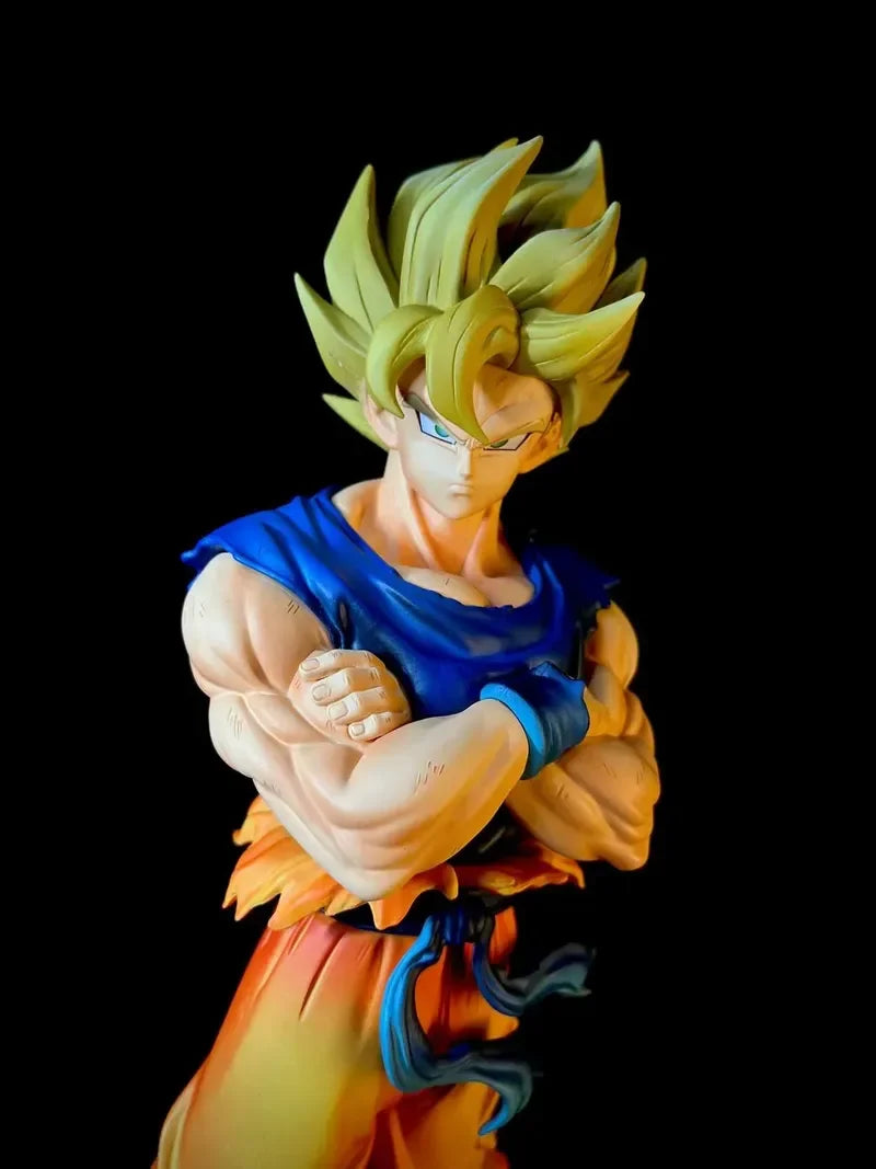 Generic Dragon Ball Super Saiyan 2 Goku Folded Arms Action Figure PVC GK Statue Desktop Decor Ornament For Anime Collectors