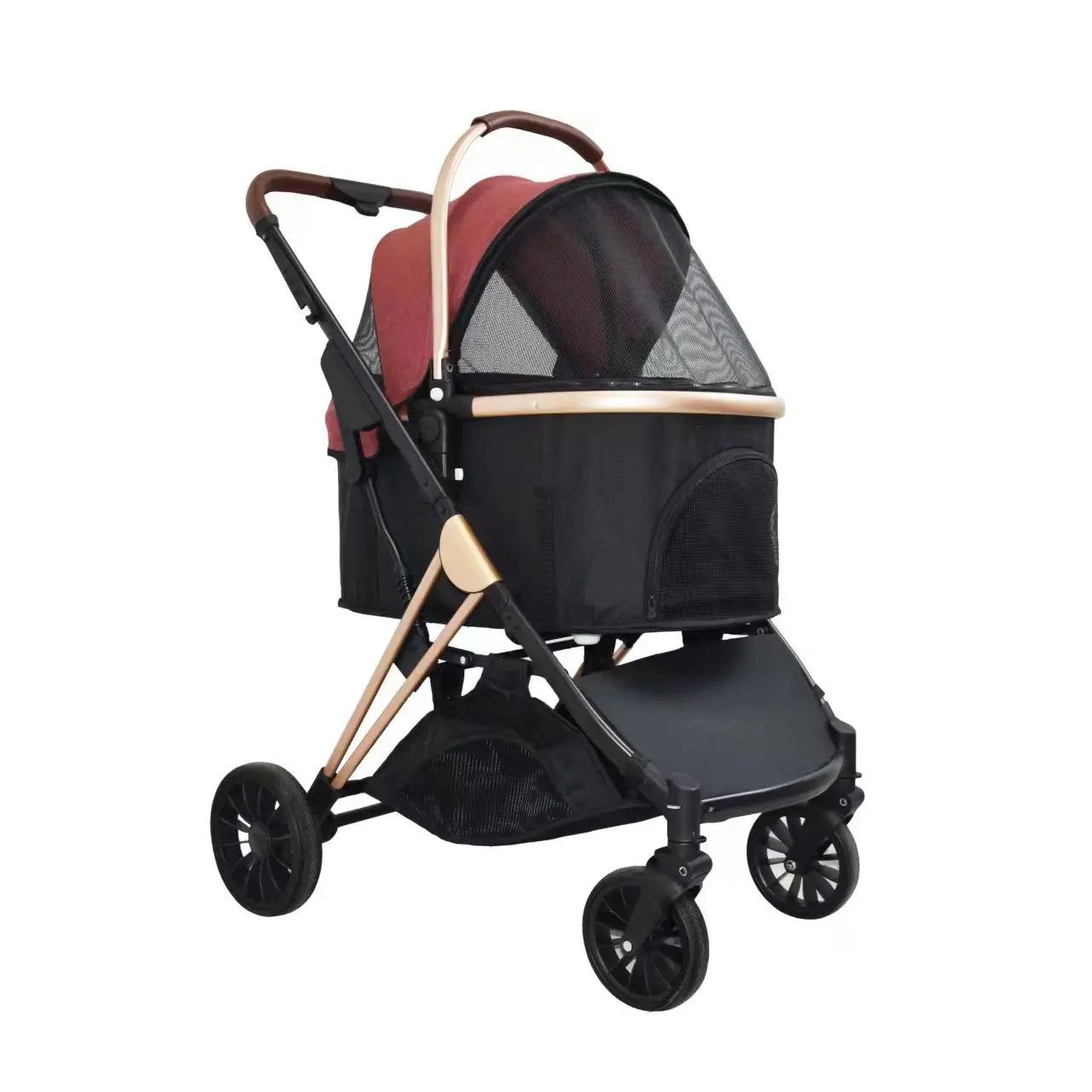 Pet Stroller With Storage Basket For Medium Large Dogs/Cats 3 In 1 Foldable Carbon Steel Alloy Detachable Carrier