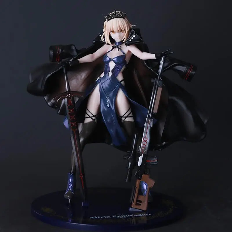 Fate Black Saber Altria Pendragon Holding Gun Fgo Pvc Figure Anime Collectible Desktop Ornament For Adult Anime Hobby Collectors