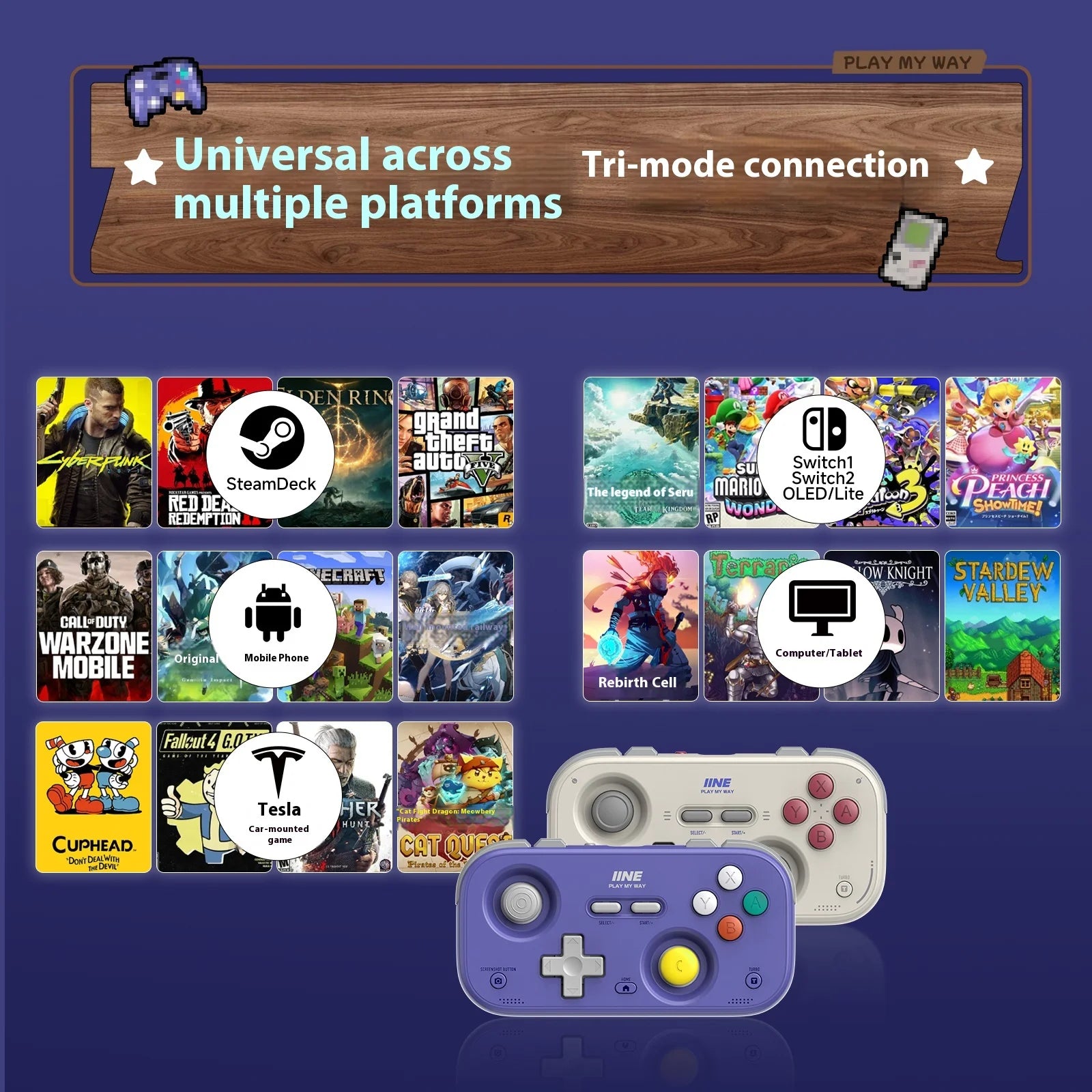  IINE Retro Game Controller Pocket Gamepad With 1000Hz Hall Joystick Portable Mini Streaming Simulator For Switch2/Switch/Lite