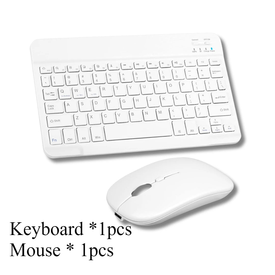 Mini Wireless Keyboard & Mouse Combo, Bluetooth for iPad/Android Tablets/Samsung/Xiaomi, Ultra-Slim Portable, Rechargeable