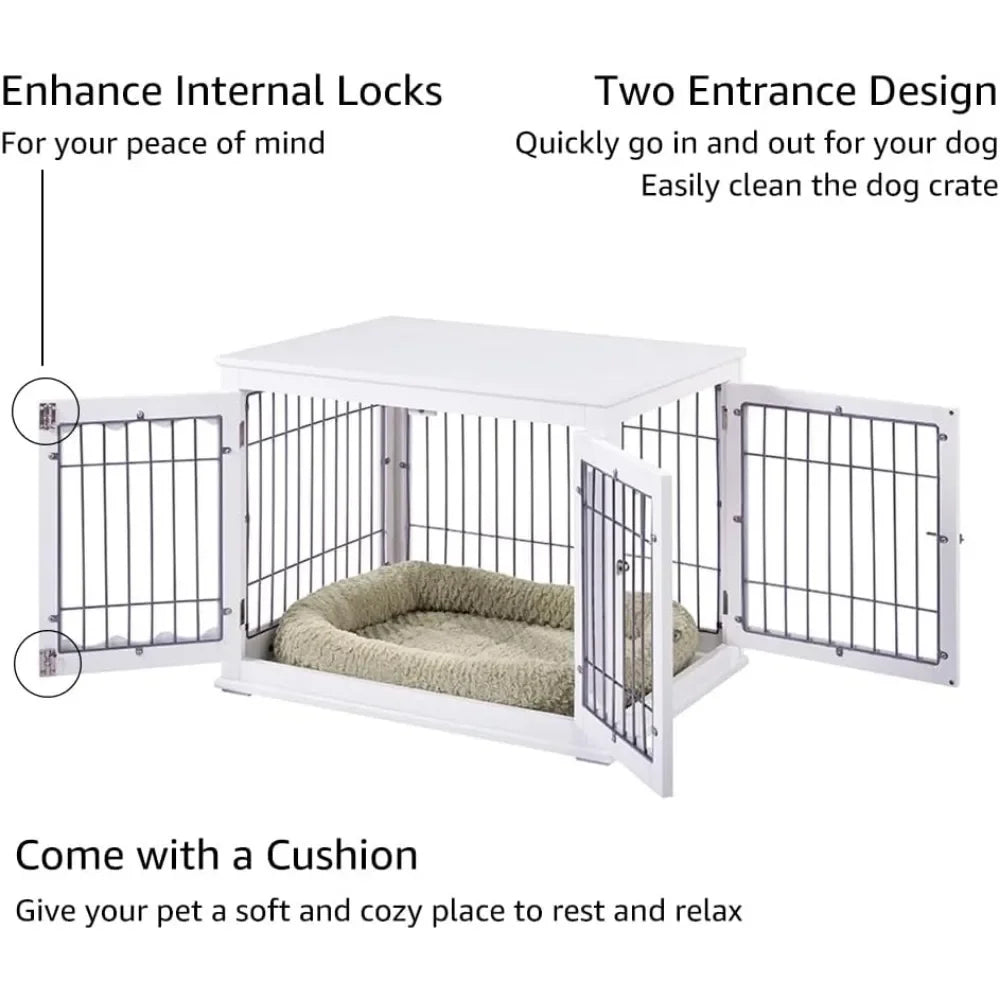 Furniture Style Dog Crate for Medium Dogs, Indoor Aesthetic Puppy Kennel with Wood & Wire Design