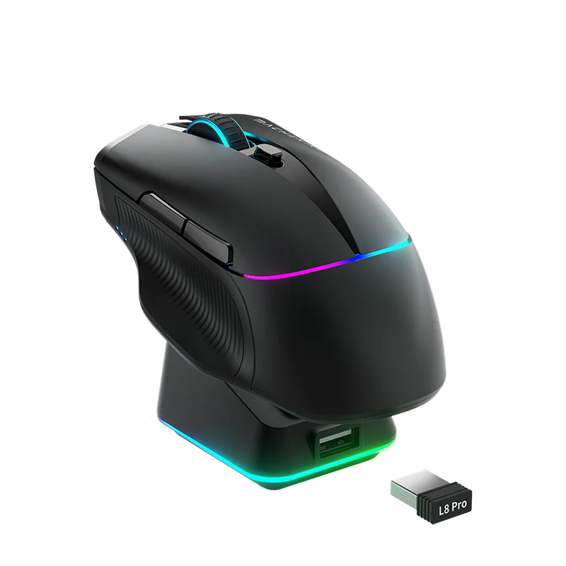MACHENIKE L8Pro Wireless Gaming Mouse With Charging Dock PAW3395 Optical Sensor Adjustable Scroll 8K+2K Polling RGB For Gamer