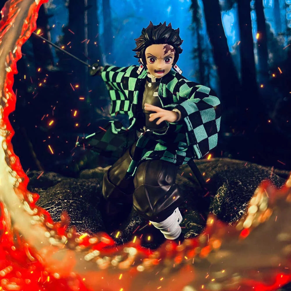 Handmade 1/12 Classic Japanese Anime Character ‌Kamado Tanjirou‌ Green Checkered Coat Accessories For Shf Action Figures