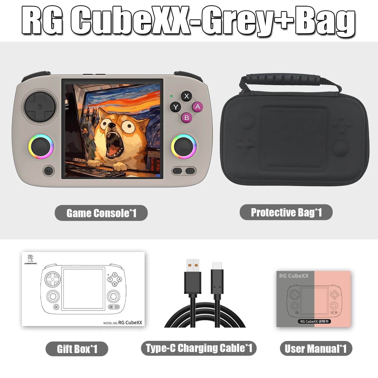 ANBERNIC RG CubeXX Handheld Game Console 3.95 Inch IPS Screen 64 Bit Linux System Supports 5G WiFi Bluetooth and TV HD Output