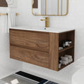 Badezimmerwaschtisch mit Gelwaschbecken-Kombination, Wandschrank-Set, modernes Badezimmerwaschtisch-Set mit schwebender Montage und 2 Schubladen