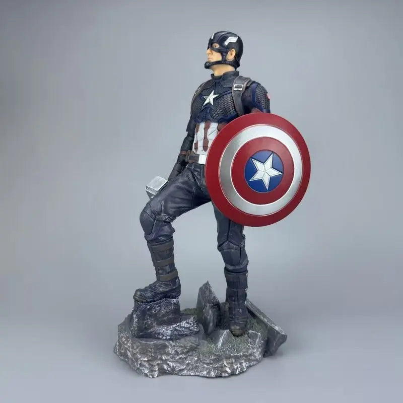 43cm Marvel Captain America Double Head Sculpt Action Figure Avengers Movie Peripheral Statue Desktop Decoration Gift For Men
