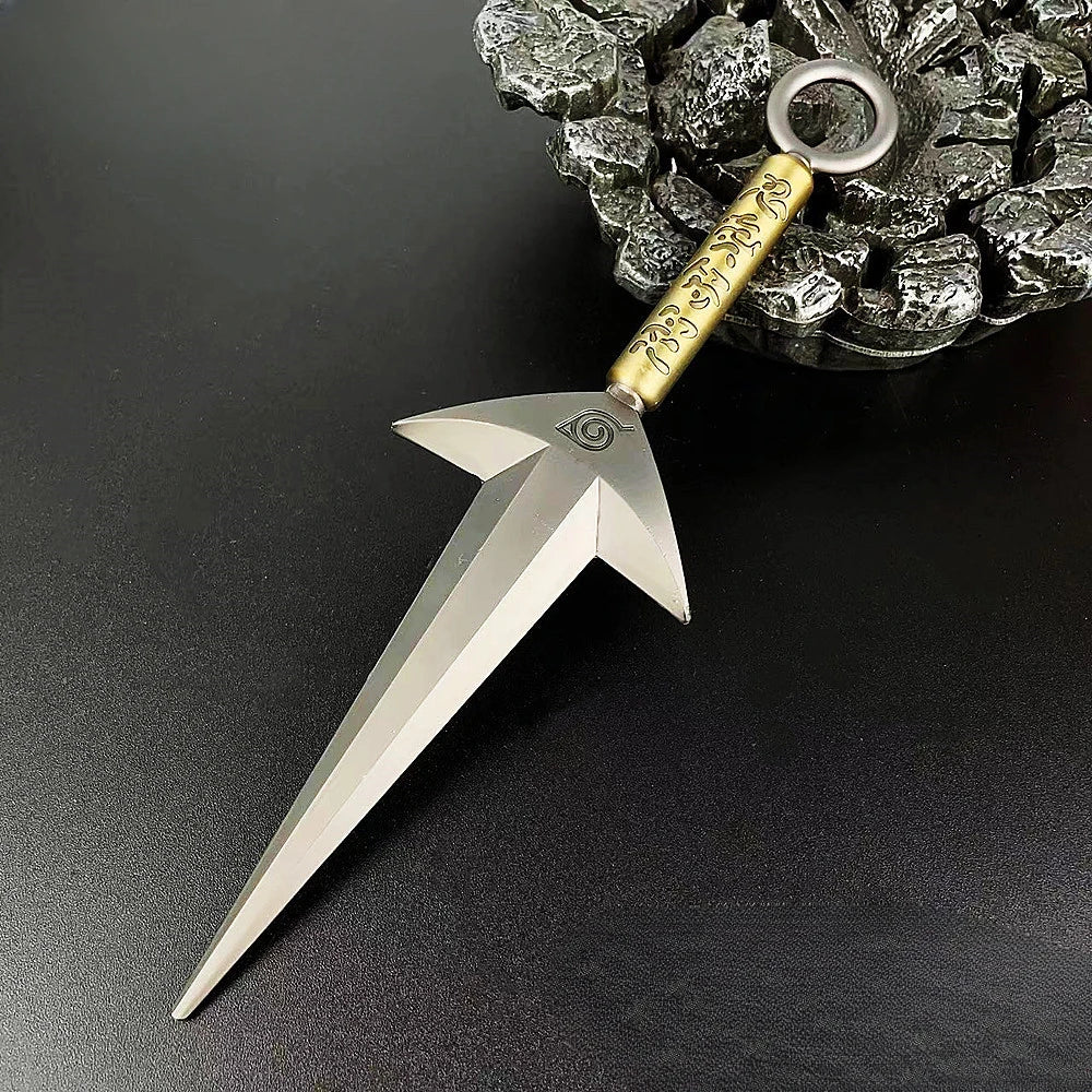 8,66 Zoll großes Naruto-Fliegende-Donnergott-Waffenmodell aus massivem Metall, Cosplay-Ninja-Requisite, Namikaze Minato Kunai, Schreibtischdekoration, Spielzeug
