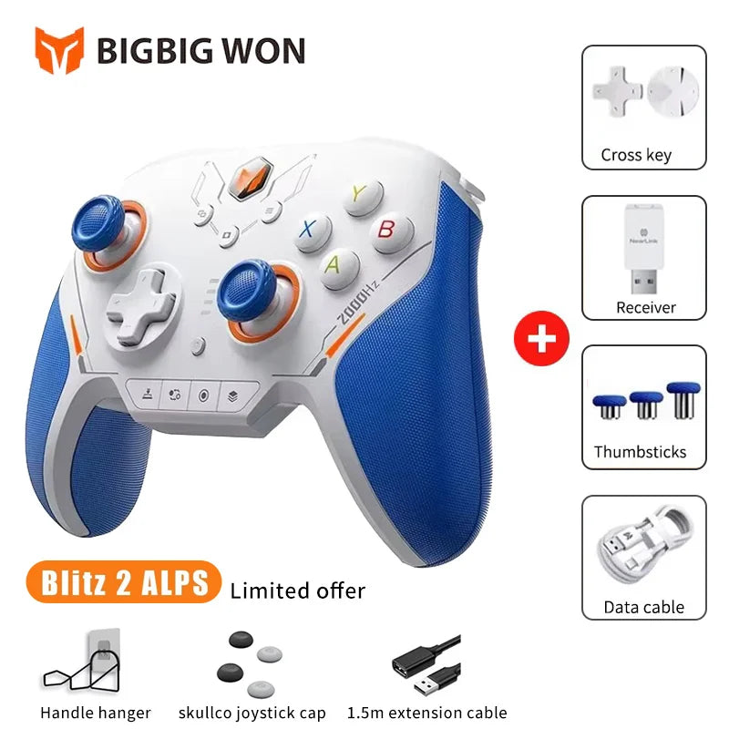 BIGBIGWON Blitz 2 TMR Star Flash Wireless Bluetooth Gamepads Somatosensory Controllers 2000HZ For NS PC Steam Game Customized