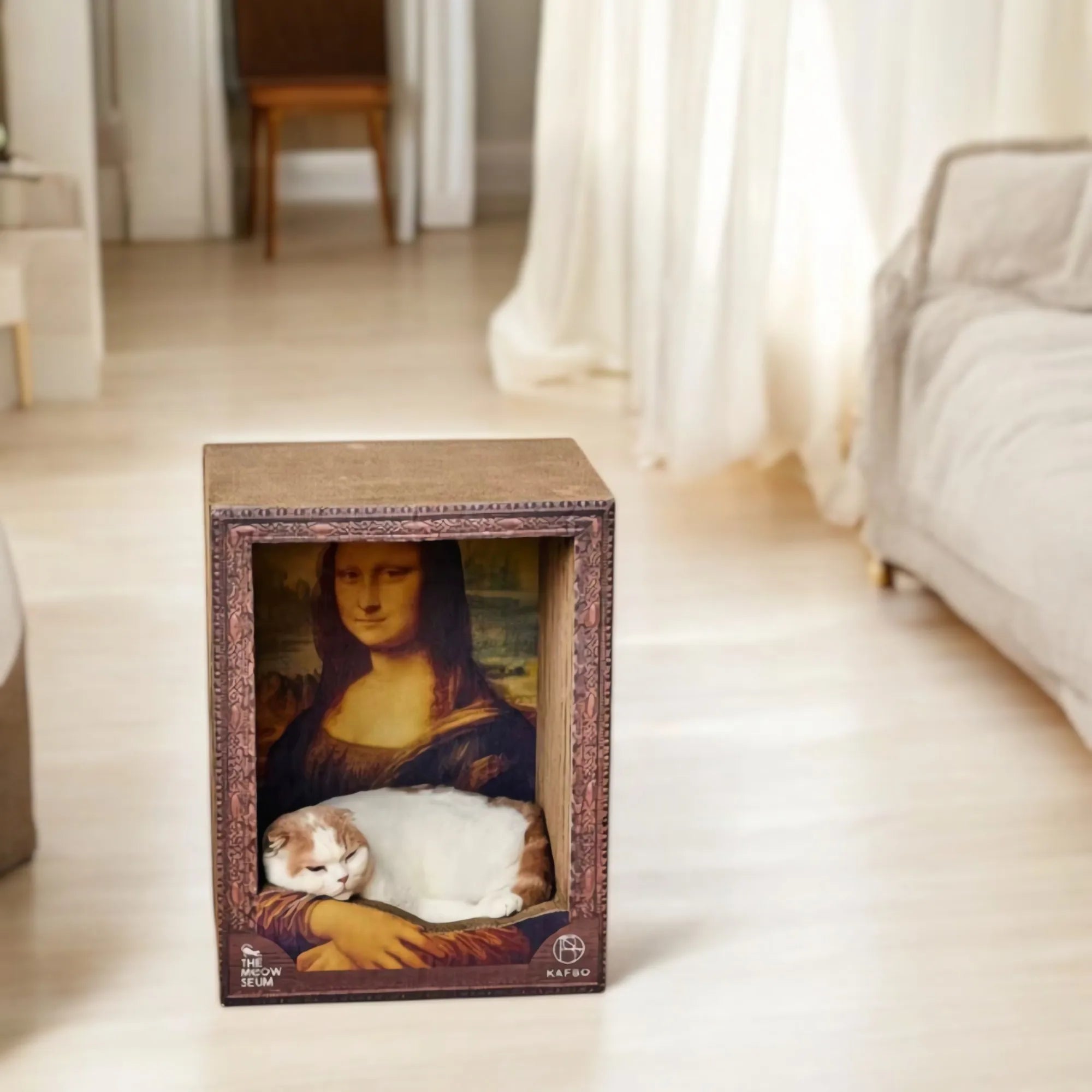 23.62inch Mona Lisa oil painting cat bed 3D surround cat scratcher cat bed decoration