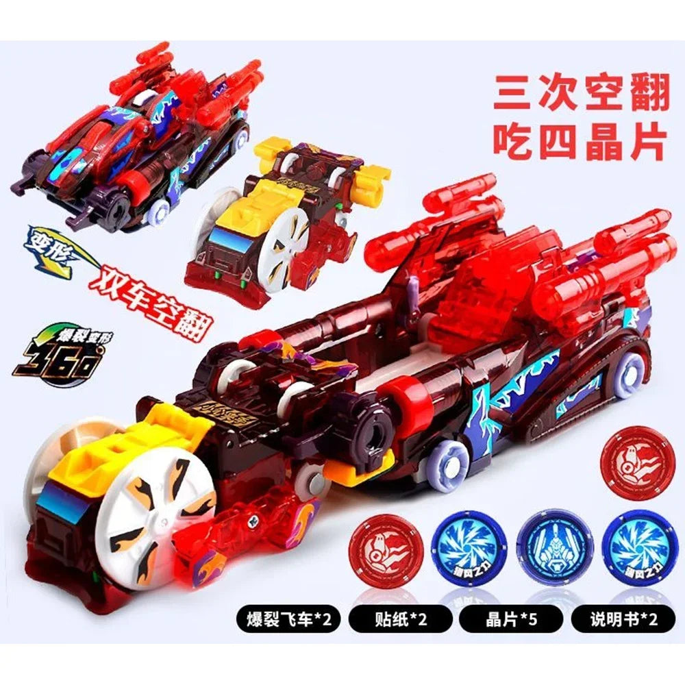 Screechers Explosive Speed Car 3 Metamorphosis Action Figures Children Gifts Boys Toy Ejection Flip Deformation Double Car
