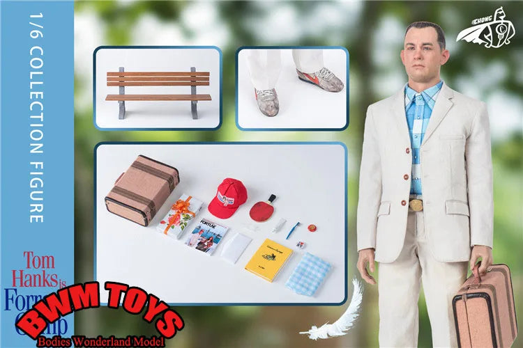 CHONG COO3  1/6 Scale Biography of Legendary Figures Forrest Gump Tom Hanks 12" Action Figure Full Set Model with Chair Model