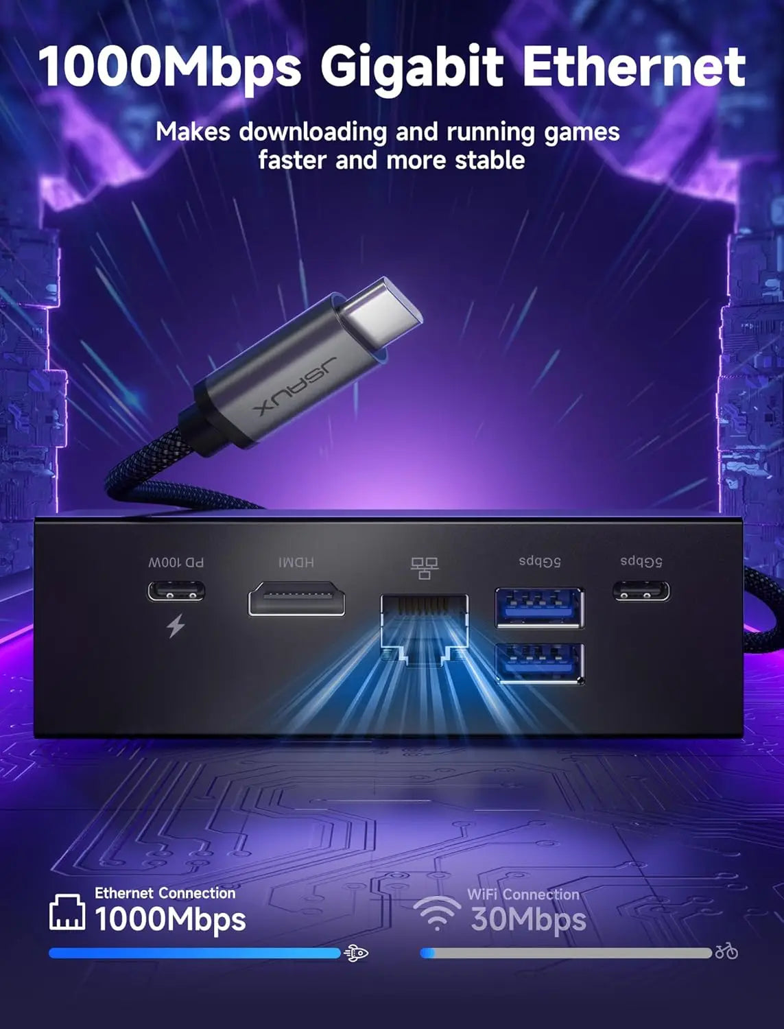 ROG Ally X Docking Station, 6-in-1 ROG Ally X Dock with HDMI 4K@120Hz, Dual USB-A 3.2 Gen 1,USB-C 3.2 Gen 1 and PD 100W Charging