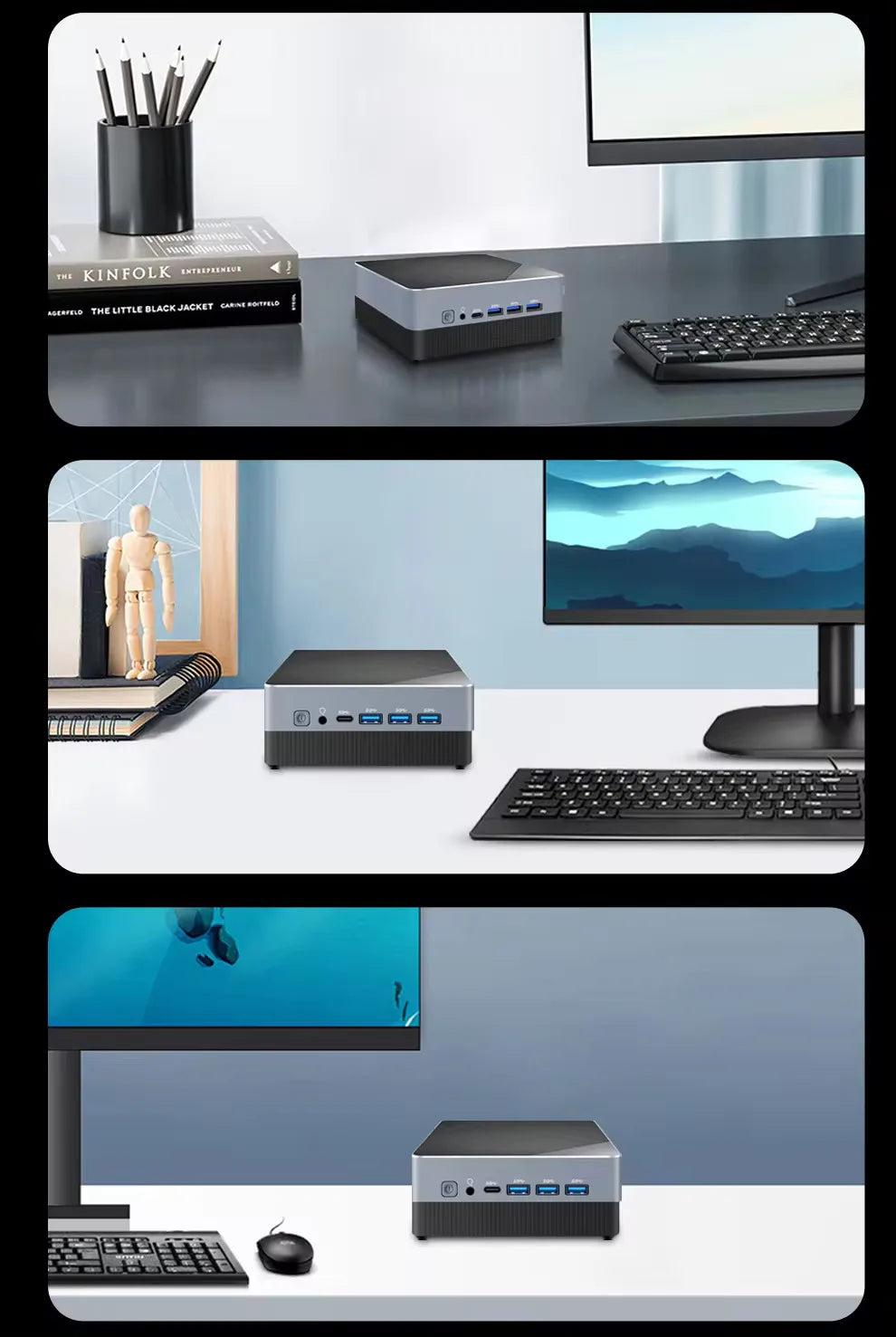 Mini-PC-Computer Gaming Intel Core i3 115G4 i5 1340P 1335U CPU NUC Büro DDR4 NVMe Gaming Mini-Computer HDMI VGA Vier Display 