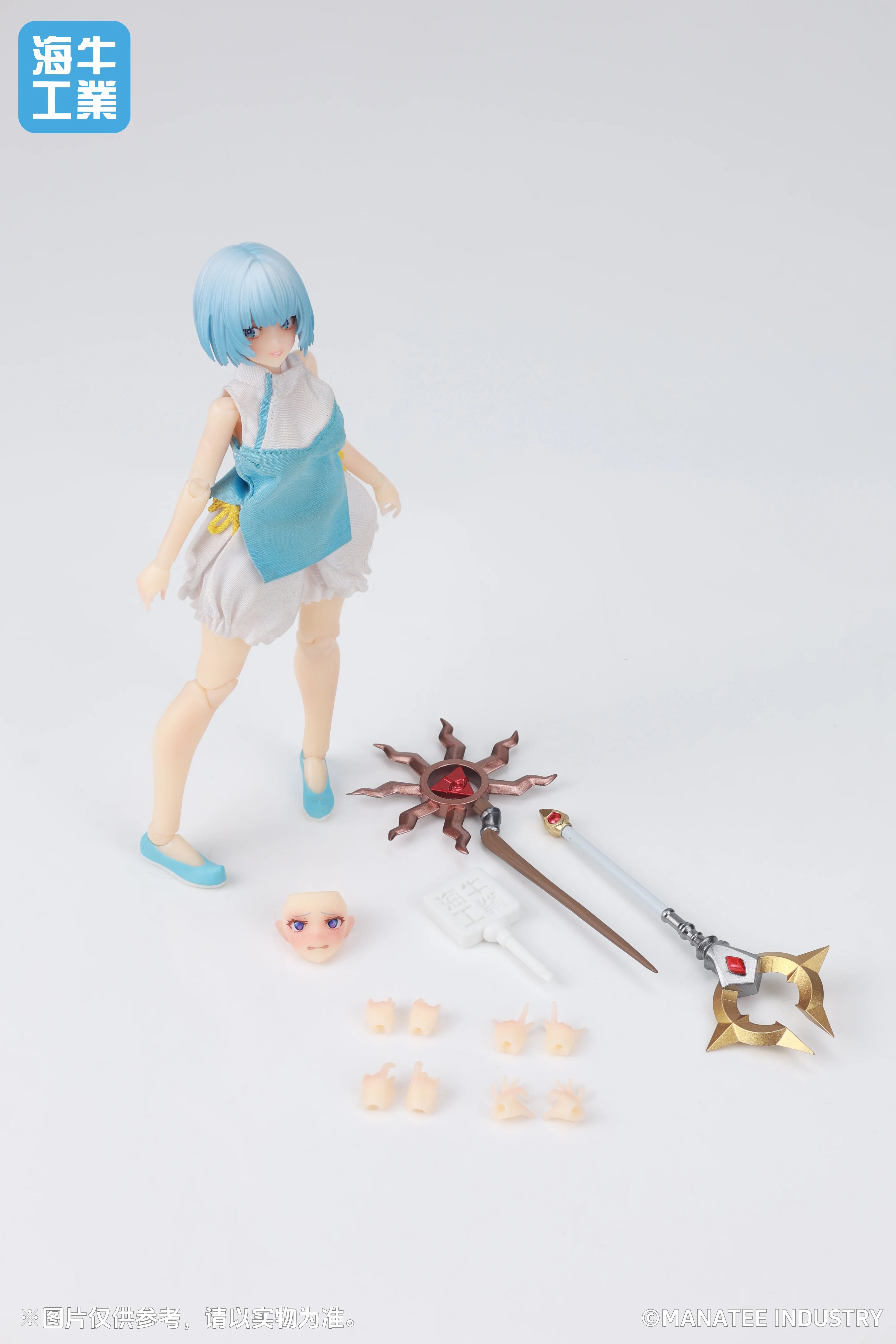 In Stock Sea Cow Industry 1/12 Scale 15cm MI-01 Desktop Battle Chronicles Inanna Blue Hair Action Figure Anime Model Collectible