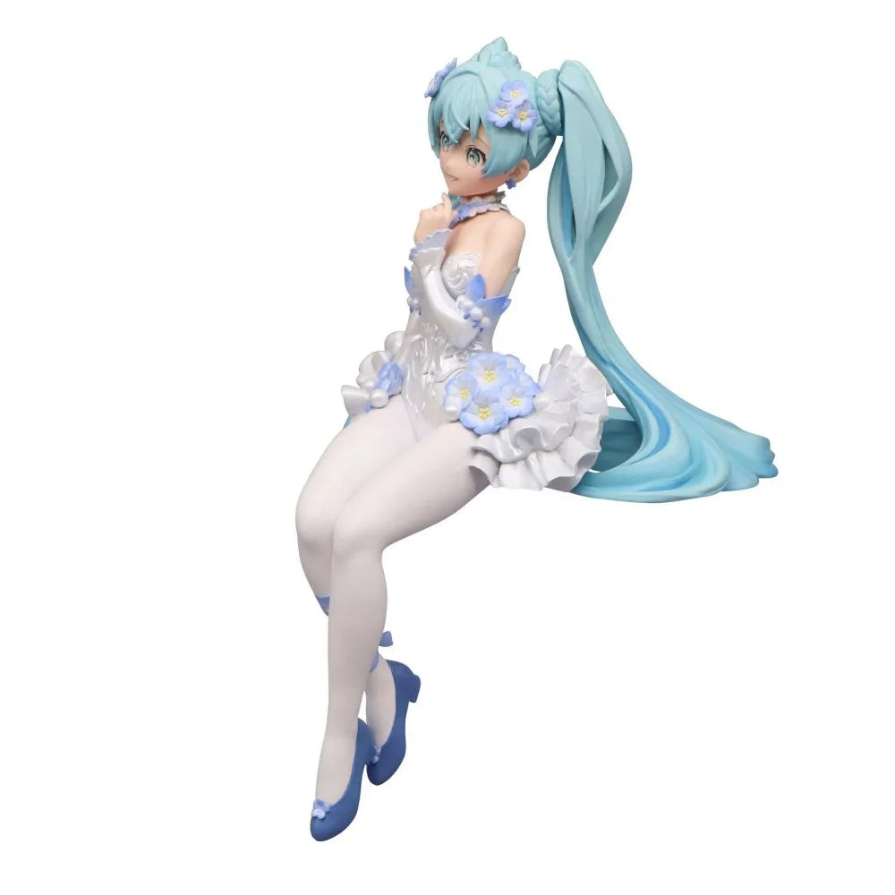 New Hatsune Miku figure Pink Butterfly Fairy white dress sitting Noodles PVC model toy cake home decoration collect gifts