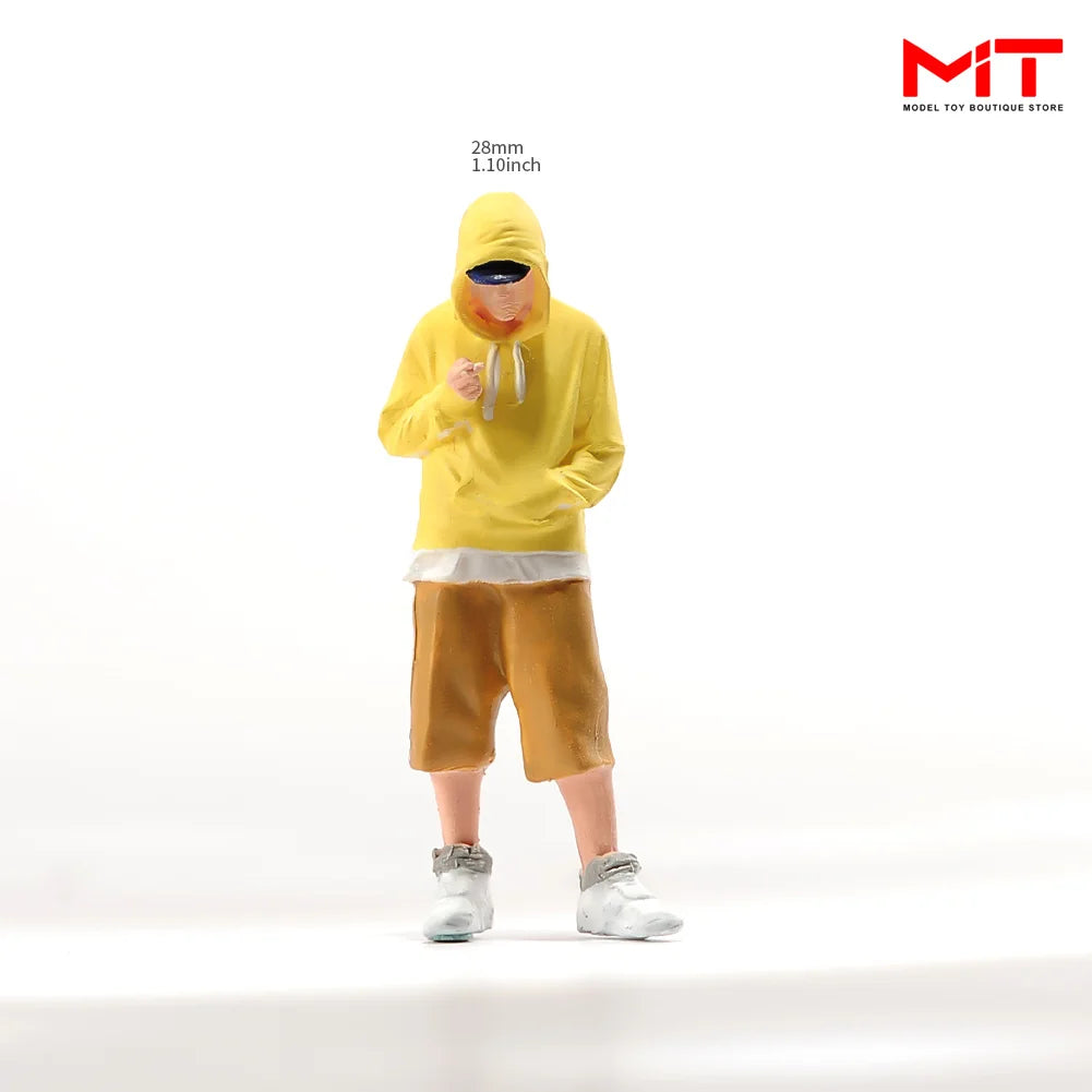 Handgefertigte Miniaturen im Maßstab 1:24, 1:43, 1:64, 1:87: Bemaltes kniendes Mädchen, Junge in Freizeitkleidung, DIY-Kreativ-Szenen-Requisiten, Figuren, Modellfigur