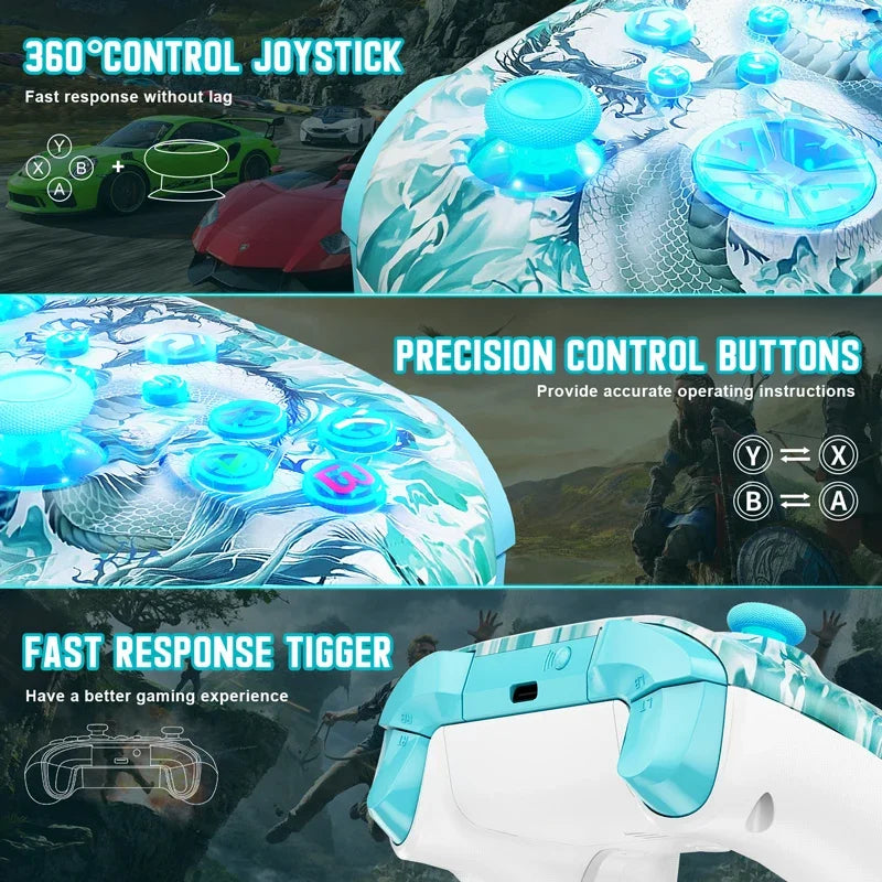 Controller for XBox One/Series S/X/PC Console Wireless Dual Vibration Game Joystick W/ RGB Hall Effect 6-Axis Gyro FUNC Gamepad