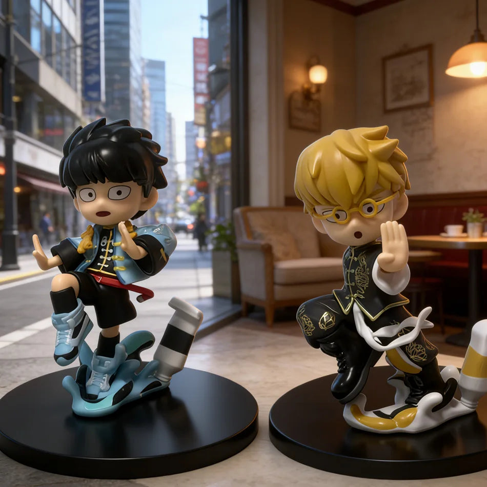 Mob Psycho 100 Anime Figures Gk Reigen Arataka Q Edition Kawaii Sitting Palm Series Model Doll Desktop Ornaments Collectible Toy