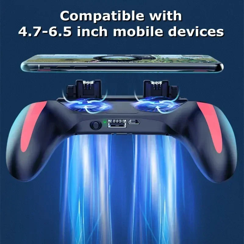 H10 4 Fingers Mobile Phone Game Handle with Radiator Aim Shooting Gamepad Joystick Controller for IOS Android Gaming Accessories