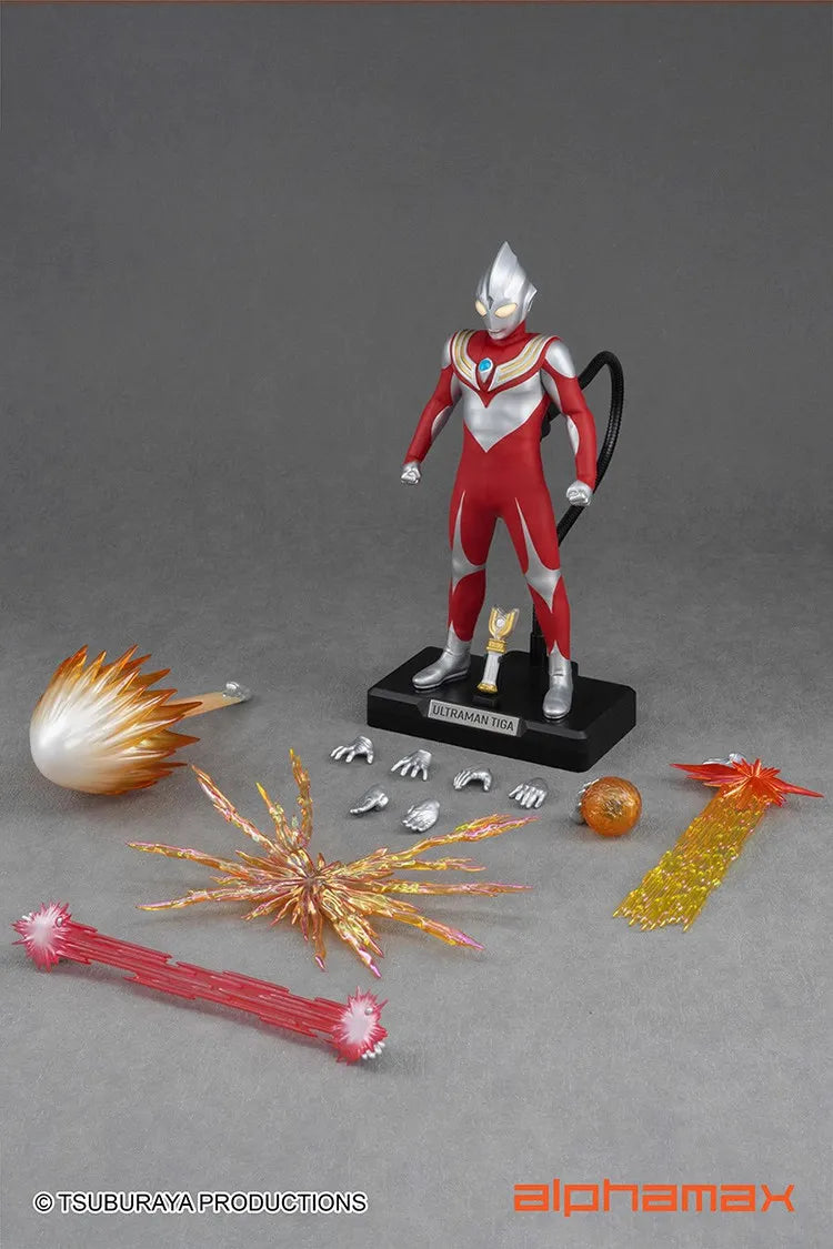 In Stock Alphamax Ultraman Tiga POWER TYPE Model Action Figures Model Collection Model Toy Cloth Clothes Red ver.