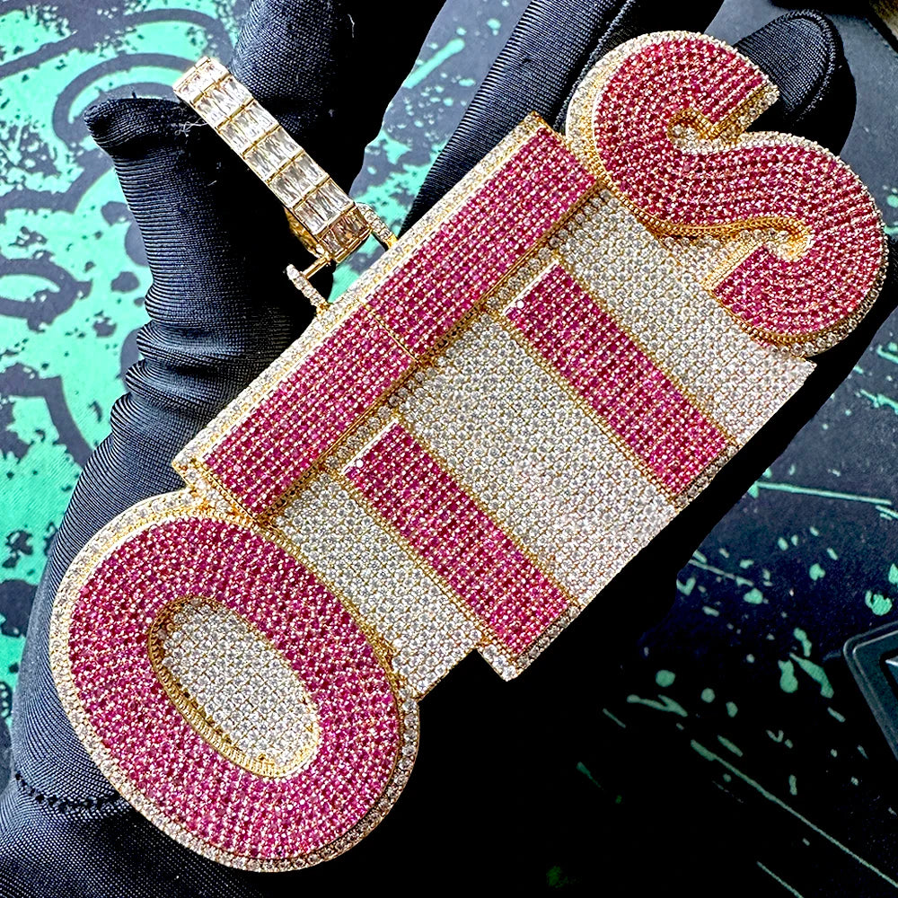 Doppel Farbe Angepasst Buchstaben Name Grün Zirkon Anhänger Iced Out Halsketten Für Männer Bling Hip Hop Schmuck Kostenloser Versand