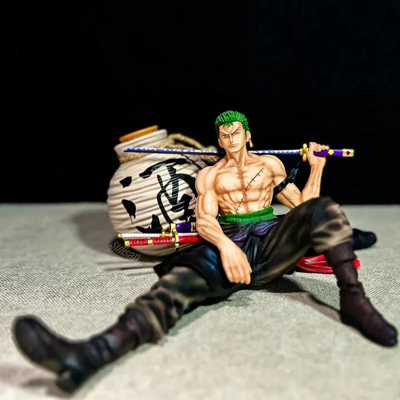 10cm One Piece Anime Figure Roronoa Zoro Anime Figure Sitting Action Figure Pvc Model Statue Collection Decoration Toys Gift