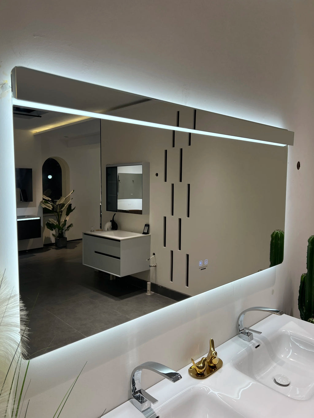 2025 New Luxury 59-Inch Smart Mirror Cabinet Modern Bathroom Vanity With Double Sinks Customizable Noble Choice Package