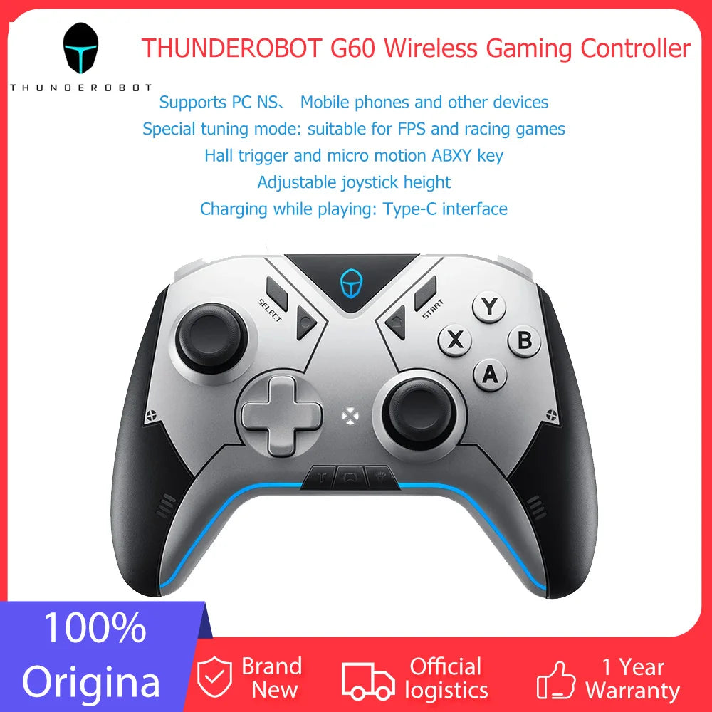 ThuneRobot G60 Wireless Gamepad Controller Hall Effect ALPS Esports Joystick 860mAh Suitable for FPS Shooting Games,Racing Games