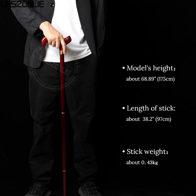 97 cm roter Holzgriff 3-teiliger Gehstock Herren Abnehmbarer Gehstock aus deutschem Buchenholz Damenmode-Gehstöcke
