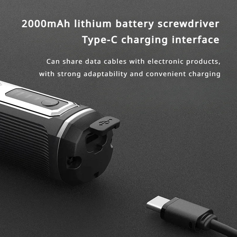 Deli Elektroschrauber 3-Gang Großes Drehmoment Kabellos 2000mAh Akku Bohrer 4V Elektrowerkzeug Set Haushaltswartung Reparatur