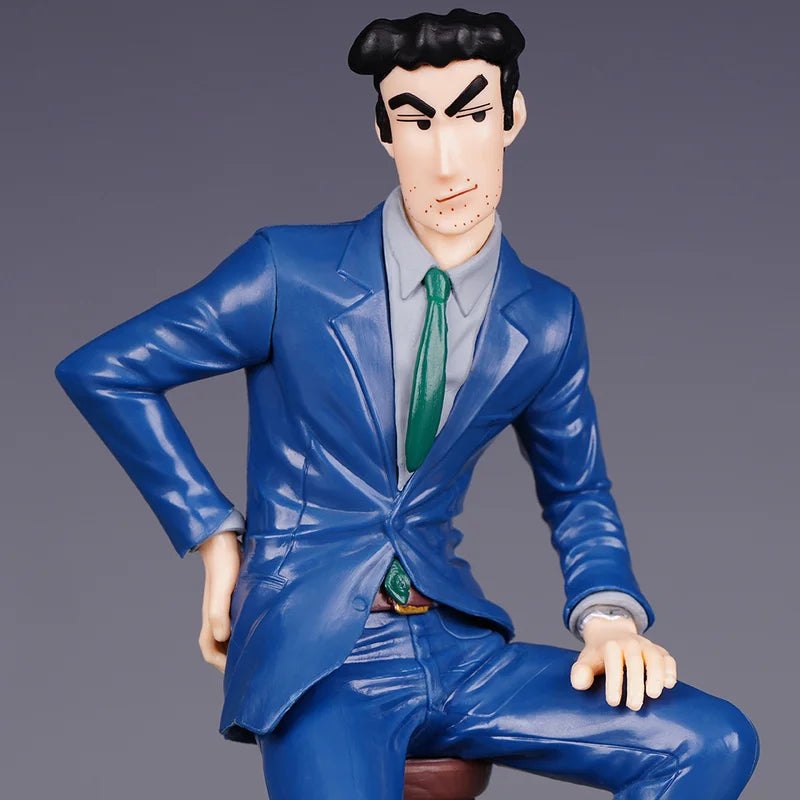 19cm Nohara Hiroshi Anime Figures Suit Nohara Shinnosuke Father Garage Kit Model Desktop Ornament Children Toys Birthday Gifts