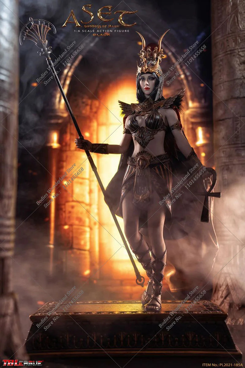 PL2021-185 1/6 Scale Black/Gold Color Aset Goddess of Magic Figure with Big Wing Full Set Female Action Figure Model