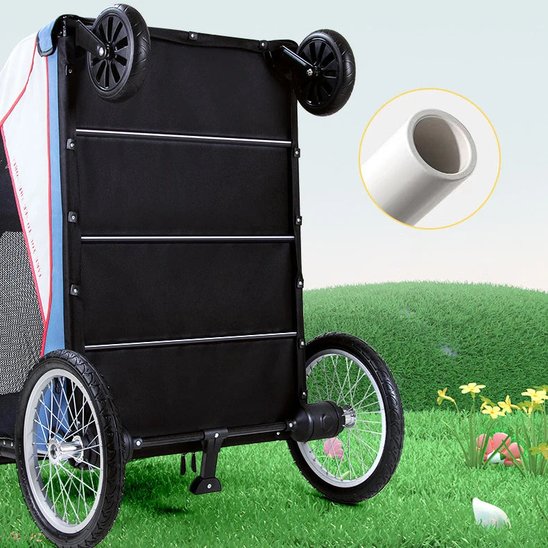 Luxuriöser großer faltbarer Kinderwagen für Haustiere mit Katzentransporter, Reisewagen für Hunde, Reisetrolley für Hunde, luxuriöser Kinderwagen mit 4 Rädern