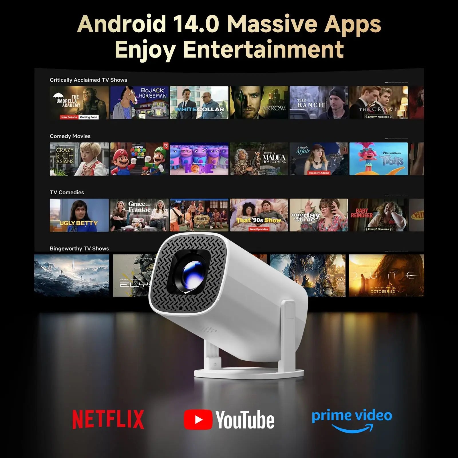 P30 PRO Smart Mini-Projektor Android 14 WiFi6 BT 5.0 Unterstützt 4K 1280 * 720P Video Smart Home Theater Tragbarer Außenprojektor
