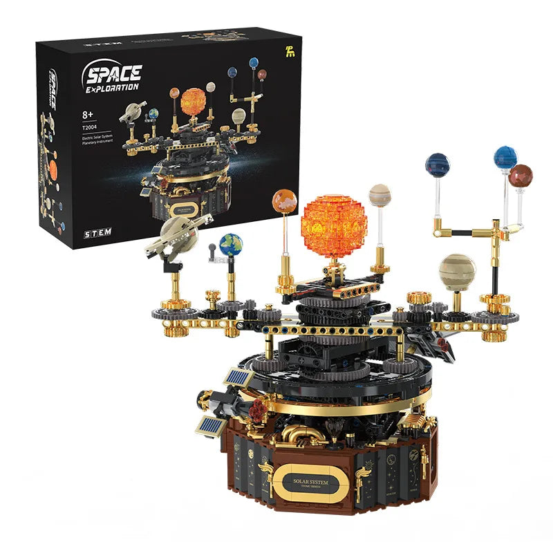 Elektrisches Solarsystem Modellbausteine ​​Weltraumforschung Lernausrüstung Montagespielzeug drehbares Geschenk für Kinderschüler
