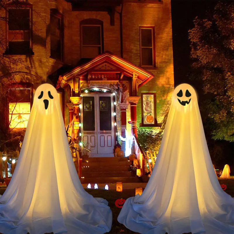 85/165CM Halloween Decorations Outdoor Spooky Light Up Ghosts Scary Standing Ghosts Decor for Front Door Porch Yard Home Party
