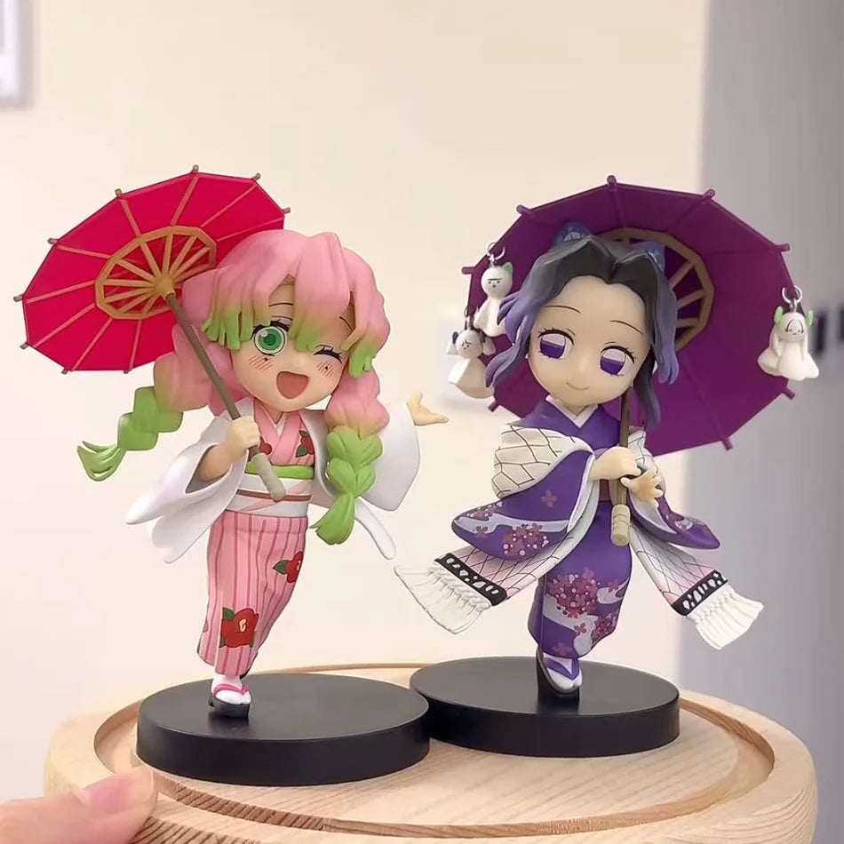 Demon Slayer Plum Rain Umbrella Scene Figures Blind Box Q Style PVC Model Collectible Mystery Box Gift for Fans