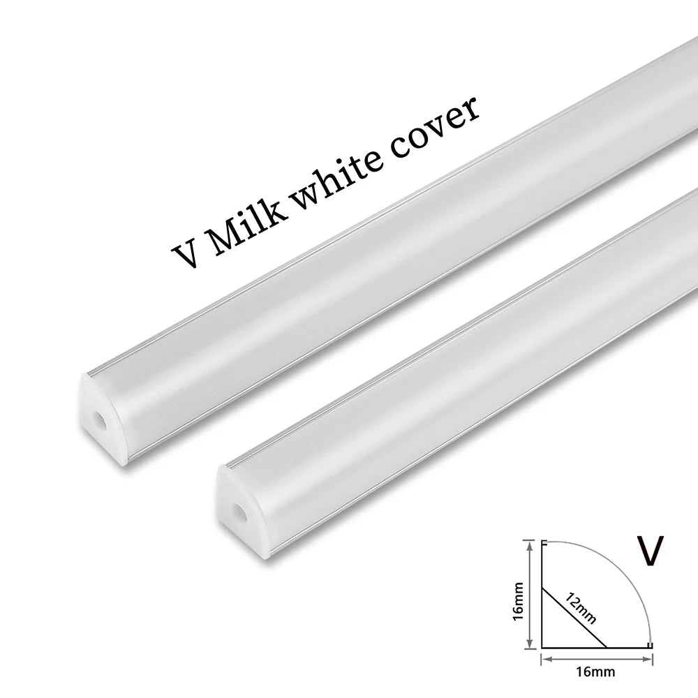 LED Strip Aluminum Profile 50CM Recessed Surface Mounted Aluminium Channel with Diffuser PC Cover for 8mm 10mm Linear Lighting