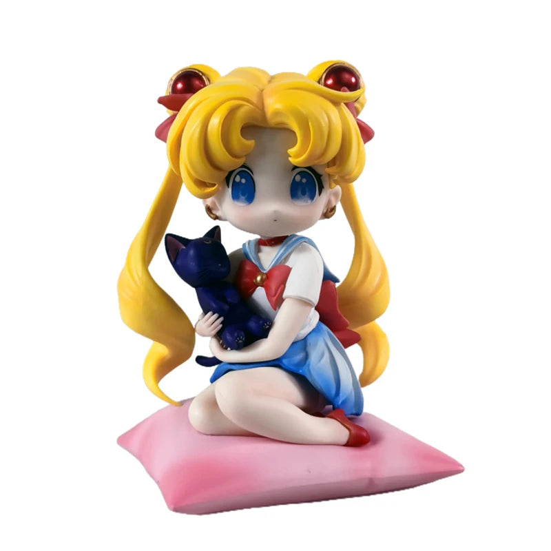 Q-Style Sitting Sailor Moon & Usagi Tsukino Gk Statue - Anime Collectible Figure, Kawaii Desktop Decor For Fans