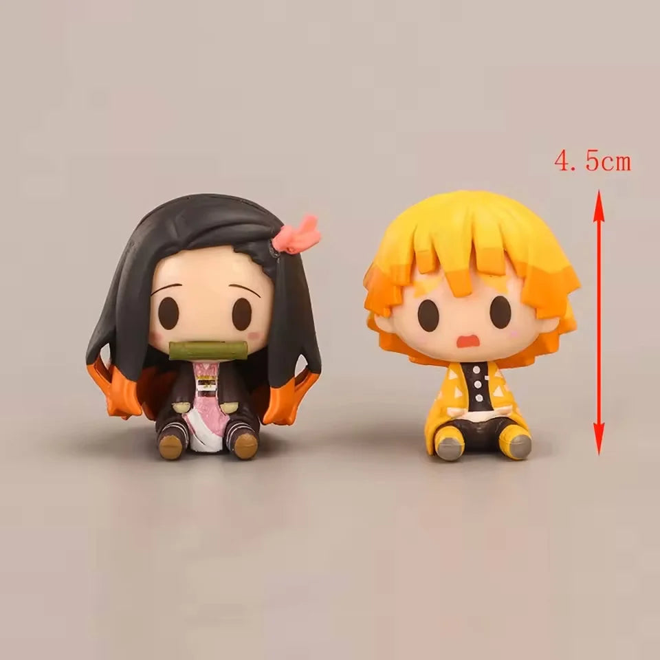 4 Style/Set Q Version Demon Slayer Sitting Ghost Doll Tanjiro Nidouzi Inosuke Zenizu Figure Action Figure Movie Model Toys Doll