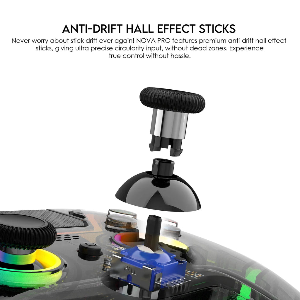 FANTECH NOVA PRO WGP14V2 Wireless Gamepad Anti-Drift Hall Effect Sticks and Force-switchable Tirgger Wired Controller for PS4