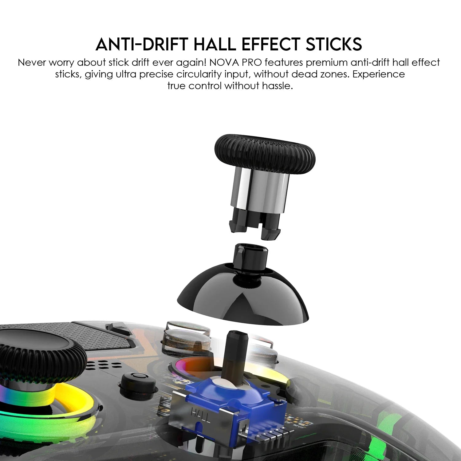 FANTECH NOVA PRO WGP14V2 Wireless Gamepad Anti-Drift Hall Effect Sticks and Force-switchable Tirgger Wired Controller for PS4
