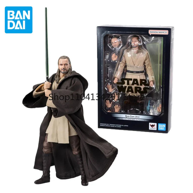 Bandai Original S.H.Figuarts Star Wars Anime Figure Qui-Gon Jinn Action Figure Toys for Boys Girls Kids Children Birthday Gifts