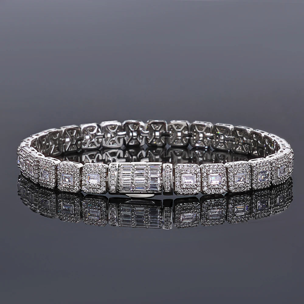 7,5 mm Armband Hip Hop Herren Rock Sugar Cuban Chain Funkelnder Tennis Cluster Diamant Vergoldete Halskette Damen Geschenke