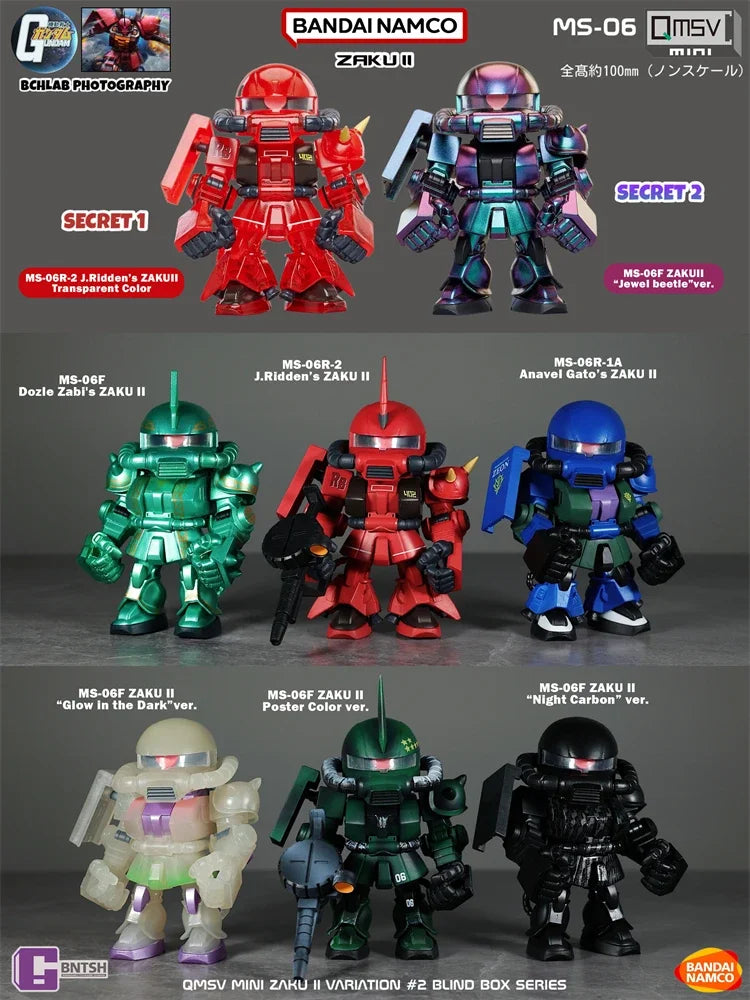 In Stock Bandai QMSV Mini Zaku Second Generation Gundam Blind Box Model Movable Figure Ornament Gift
