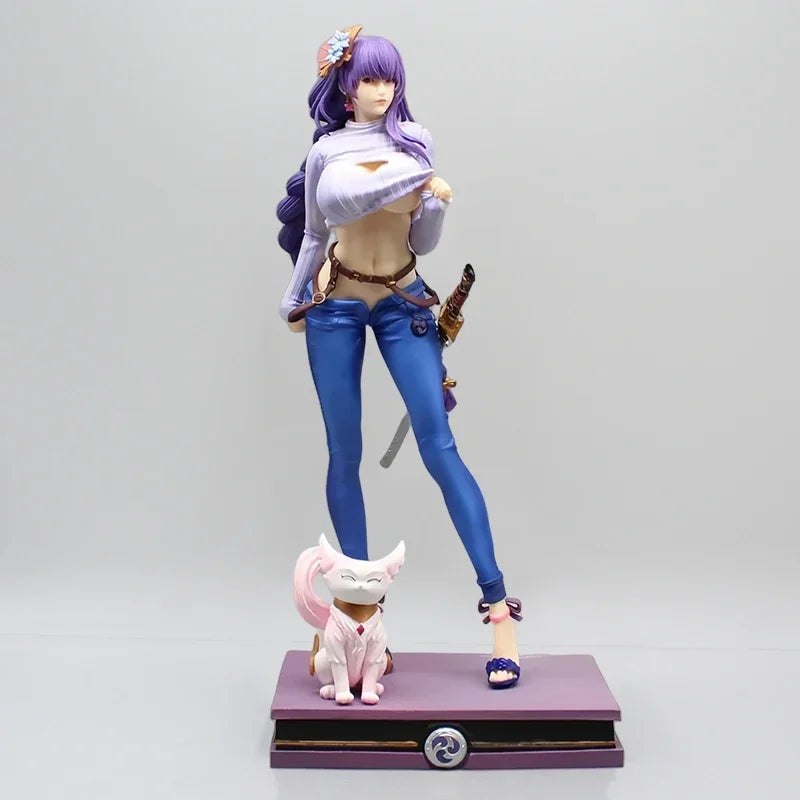 34cm Raiden Shogun Sexy Anime Girl Figure GK Beelzebul Yae Miko Action Figure Ningguang Figurine Collectible Model Doll Toy Gift