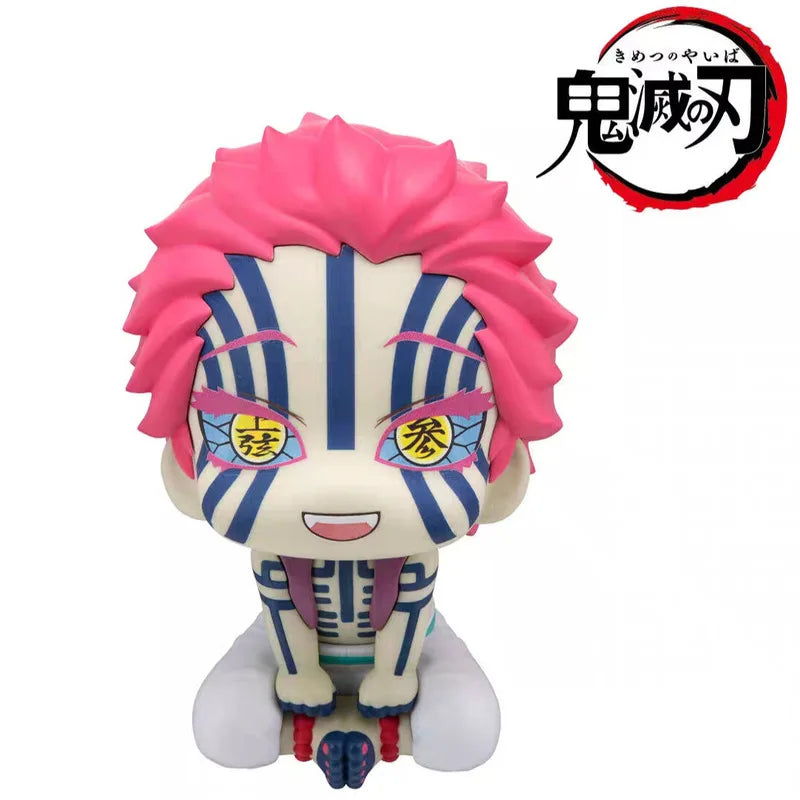 Demon Slayer Action Doll Model Akaza Head Moving Q-Version Doll Mini Series Sitting Doll Toy Anime Peripheral Birthday Gift