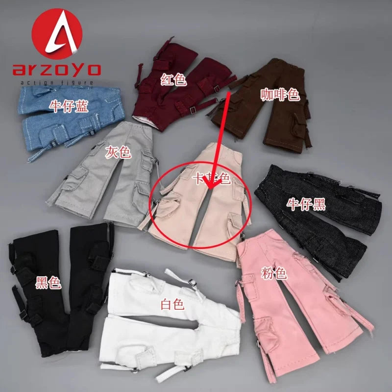 1/12 Scale KPOP style Female Work Pants Hip Hop Trousers Decoration Clothes Model Fit 6'' Romankey  Soldier Action Figure Body
